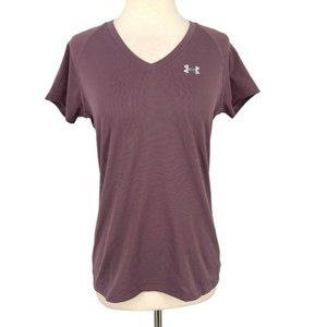 Under Armour HeatGear Semi Fitted Fine Striped V-Neck Athletic Tee Size Small